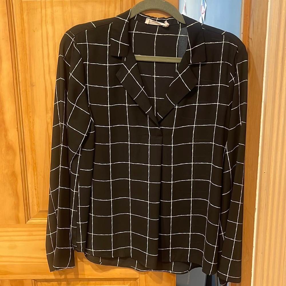 Black and white checkered blouse